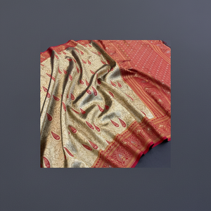 Saree en soie imprimée lourde classique de fantaisie de mariée de concepteur avec le chemisier élégant ethnique - Product Image 1