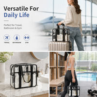 Sac de toilette transparent en PVC imperméable avec fermeture éclair, sac de bain transparent, sac de sport portable et durable pour femmes, idéal pour la natation et la douche