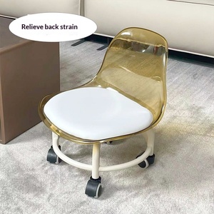 Taburete Pequeño de Acrílico Transparente con Ruedas Universales Giratorias, Silla de Aprendizaje para Niños, Silla de Piso para Personas Perezosas - Product Image 4