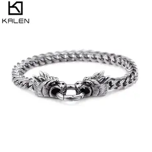 KALEN Stainless Steel 22.5CM Animal <strong>Wolf</strong> Bracelets <strong>Jewelry</strong> for Men - Product Image 1