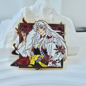 Inuyasha <span class=keywords><strong>sesshomaru</strong></span> ป้ายโลหะชุบทองพิมพ์ดิจิตอลเข็มกลัดอะนิเมะกระเป๋านักเรียนเครื่องประดับ - Product Image 6