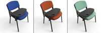 Chaise de formation moderne et durable, revêtement en tissu, structure métallique, tablette d'écriture, empilable, ergonomique, bureau, hôpital, domicile