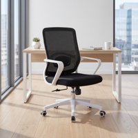 Chaise de bureau ergonomique moderne en contreplaqué et maille avec dossier à motif écossais et siège creux pour la maison ou l'utilisation prolongée sur ordinateur et l'apprentissage