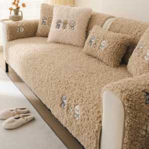 Coussin de <span class=keywords><strong>canapé</strong></span> en peluche de dessin animé épaissi coussin de siège d'hiver housse antidérapante <span class=keywords><strong>pour</strong></span> canapés en cuir - Product Image 5
