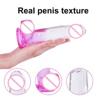 Dildo Grande de Silicona Suave Realista con Degradado de Doble Color Transparente Personalizado para Mujeres, Juguete Sexual para Adultos