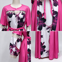 Nouvelle Robe Longue Décontractée à Col Rond et Manches Longues Imprimée pour Femme Musulmane, Vente en Gros, Tendance 26363-1