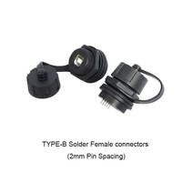 LSHITECH M20.8 Prise USB Type-B femelle à monter sur panneau avec écrou frontal fileté, contacts à pas de 2 mm
