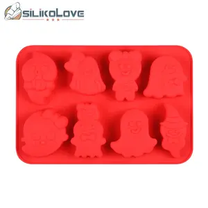 Moule en silicone multi-formes pour fête d'halloween, 8 cavités, mignonnes, pour biscuits, chocolat, pâtisserie