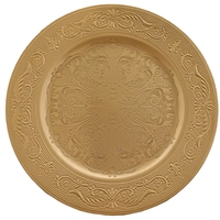 Assiettes de Présentation Rondes Or 13 Pouces en Plastique Luxe pour Mariage, Fête, Traiteur et Décoration de Table