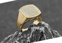 S925 Sterling Silber Gebürsteter Ring Quadratischer Moissanit 14k Gold Rhodium-Plattiert Schwerer Statement-Ring für Herren Feiner Schmuck Hiphop