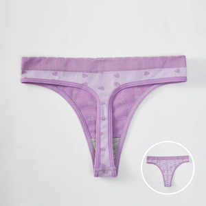 Populaire Violet amour tricoté haute élastique taille ondulée fille mi-taille string quatre saisons universel femmes sous-vêtements respirant - Product Image 1