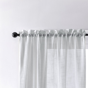 100% Polyester Transparent Fenêtre Voile Rideau Tissu Blanc Sheer Rideaux avec Semi Slub & Roll Drapé Tulle Cantonnières - Product Image 3