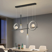 Lámpara Colgante LED Lineal Moderna de Lujo, Anillo Creativo en Negro y Dorado para Comedor, Restaurante, Apartamento, Interior