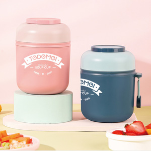 Tasse à soupe en acier inoxydable Tedemgi 304 à double paroi isolée, format voyage portable, ronde, couleur unie bleu rose vert - Product Image 2