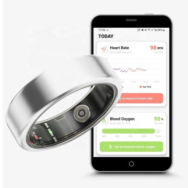Smart Fitness Tracker Ring Waterproof Android Phone Smart Ring with WiFi App Control and Sleep Tracking Made of Resin