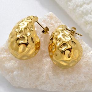 Nouveauté : Boucles d'oreilles tendance en forme de goutte d'eau, plaquées or 18 carats, en acier inoxydable, anti-ternissement, imperméables, unisexes, pour anniversaire - Product Image 4