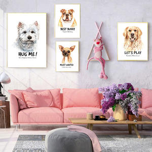 Autocollants muraux en toile nordique moderne à l'huile sans cadre, impression HD, imperméable, écologique, peintures d'animaux mignons, salon - Product Image 4