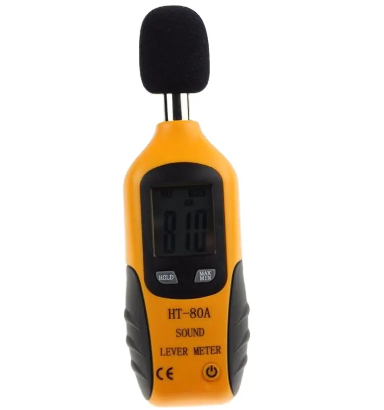 HTI HT-80A Mini medidor de nivel de sonido medidor de ruido decibelios medida instrumento 170*58*35mm 35-130db CN GUA blanco 107g 9V 9V HTI