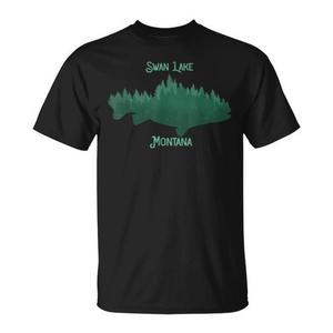 Camiseta de recuerdo Swan Lake Montana, color negro, unisex, talla mediana para adultos - Product Image 1
