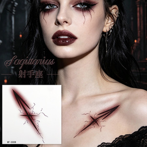 Pegatina de Tatuaje Gótico Sagitario WF 0008, Arte Corporal Temporal, Símbolo del Zodíaco Oscuro, Impresión Digital en Película PET - Product Image 1