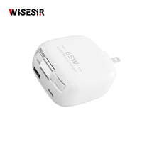 Chargeur mural pliable WISESIR 65W GaN 2 ports PD 3.0/PPS QC4.0 à charge rapide