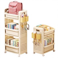 Étagère de rangement portable à 3 niveaux en plastique sur roulettes pour organiser les livres et le bureau