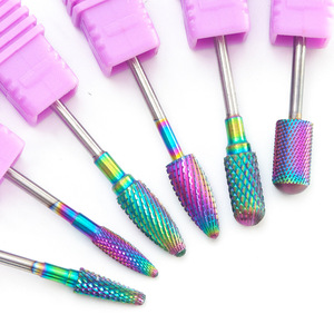 Chất Lượng Cao Cầu Vồng Màu Tungsten Carbide Nail Khoan Bit 3 / 32 "Chân Lớp Biểu Bì Sạch Burr <span class=keywords><strong>Bits</strong></span> Cho Móng Tay Máy Khoan - Product Image 4