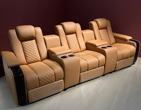 Juego de sofá de película ajustable eléctrico Premium, asientos de cine en casa de cuero nuevo, Villa de lujo, iluminación Led, sofás reclinables cinematográficos