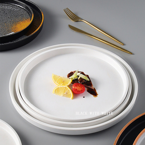 Nouvelle Assiette Ronde en Mélamine Effet <span class=keywords><strong>Marbre</strong></span> Noir pour Restaurant, Vente en Gros, Assiette <span class=keywords><strong>de</strong></span> Service en Mélamine pour Fruits - Product Image 2