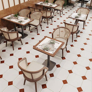 XZY Cuir Courbé Demi-Cercle Marbre Rond Café Commercial Café Restaurant Meubles Stand Sièges Table Chaise Ensemble - Product Image 4