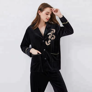Hot Selling Women's Velvet Pajamas Elastic Waist Solid Long Sleeves Summer Autumn Spring Home Clothes