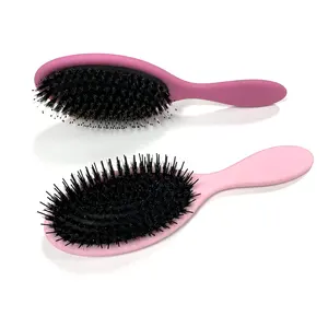 New New Colored Logo Hairbrush Dry Brush Rubber Finish Mixed Nylon and Boar Bristle Detangling Brush ABS Oval Hair Brushes Supplier