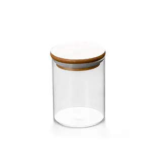 Glass Glass Jar Glass Jar Jar Eco-friendly Borosilicate Cookie Candy Honey Food Glass Storage Jar With Airtight Bamboo Lid Storage Tank