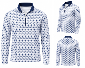 Custom Athletic Golf Quarter Zip <b>Pullover</b> with Logo <b>Men</b>’s Palm Tree All over Print Breathable Lightweight Stretch Sweatshirt OEM - Product Image 3