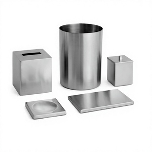 Silver Metal <b>Bathroom</b> <b>Accessories</b> 5 Pcs <b>Bathroom</b> <b>Accessory</b> <b>Set</b> With Soap Dish Tissue Holder & <b>Bathroom</b> Tumbler - Product Image 1