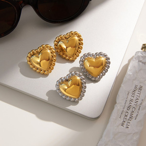 Pendientes <span class=keywords><strong>de</strong></span> <span class=keywords><strong>Moda</strong></span> ERESI, Venta al por Mayor, Chapados en Oro <span class=keywords><strong>de</strong></span> 18k PVD, Acero Inoxidable 316L, Diseño <span class=keywords><strong>de</strong></span> Espiral, Pendientes Personalizados con Forma <span class=keywords><strong>de</strong></span> Corazón - Product Image 1