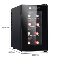 Réfrigérateur thermoélectrique électrique FSE à zone unique de 16 L, encastrable/de pose libre, refroidisseur à vin pour 8 bouteilles, pour usage domestique