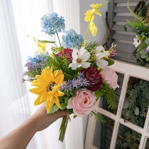 Bouquet de fleurs artificielles Tide Poet en tissu tissé plastique, décoration d'intérieur, accessoires de mariage CF02095 - Product Image 1