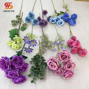 Boule de fleurs artificielles en soie violette lisse 1,8-2,4 m, rose et gypsophile, design asymétrique brisé, pour décoration de mariage et centre de table - Product Image 3