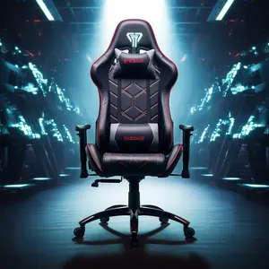 Silla de juegos de cuero de nuevo estilo de lujo, silla de jugador reclinable de cuero al por mayor de fábrica, barra de luz LED, silla de juegos Racer RGB
