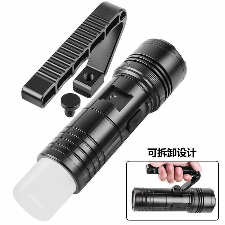 Rechargeable Multifunctional Searchlight with P90 Front Light and COB Tail for Outdoor Use  SOS  Light