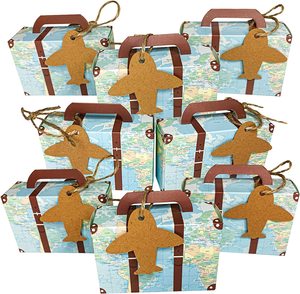 50 Pack Travel Themed Wedding Gift Box <strong>Suitcase</strong> Favor Candy Boxes Paper Box for Food - Product Image 1