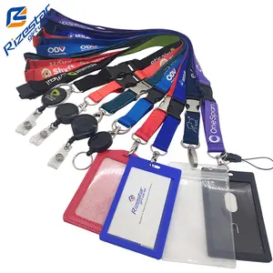 2024 tùy chỉnh Keychain dây buộc ID chủ huy hiệu ID chủ thẻ huy hiệu Reel dây buộc với logo Polyester dây buộc