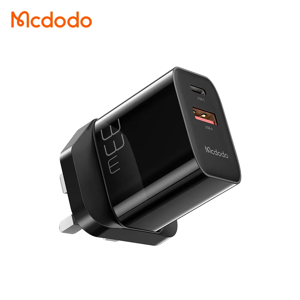 Mcdodo For Xiaomi 33W Fast Chargers Usb Adapter UK Plug PD QC PPS Fast Charging Type C + Usb Wall Charger Power Adapter