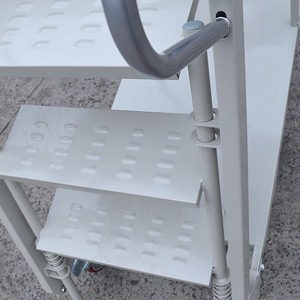 वैश्विक मध्यम शुल्क डबल-लेयर मोबाइल क्लाइम्बिंग वाहन स्टील लॉजिस्टिक्स ट्रॉली शेल्फ के साथ चल पिकअप सीढ़ी - Product Image 3