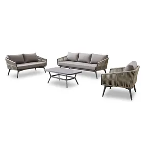 Ausgezeichnete wasserdichte Hotelverwendung Terrassenmöbel Outdoor Couch Garten Aluminium Seilsofa-Set