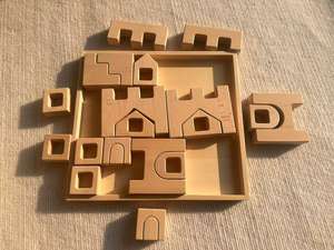 Blocchi di costruzione in legno Set di accatastamento castello giocattoli con cubi trasparenti arcobaleno per i bambini gioco aperto - Product Image 4