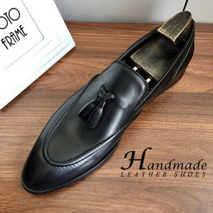 Zapatos de cuero con punta en pico, estilo moderno, para hombre, mocasines sin cordones, de cuero vacuno genuino de primera calidad, formales, estilo Oxford británico. - Product Image 4