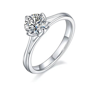 Jinyinggems สีขาวรอบ0.5ct 1ct Moissanite เพชรชุบทอง925แหวนเงินสำหรับผู้หญิง - Product Image 1