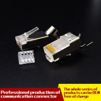 Cat7 8P8C RJ45 Plug Blindé FTP Plaqué Or Barre De Chargement Connecteur Trois Fourches Terminal Réseau Application Blanc PC pour réseau